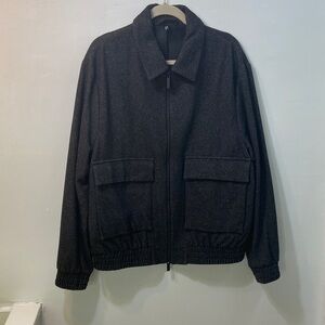 COS Men’s Dark Grey,Speckled Wool-Felt,Zip Up Front Jacket. Size-44R